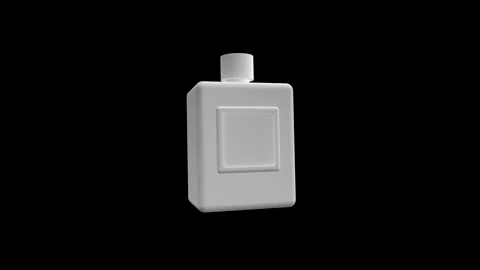 Minimalist White Square Bottle on Black Background in Studio Light Stock Footage 341921573