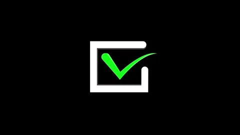 Minimalist white square frame with animated green checkmark for success and.. Video stock 334701079