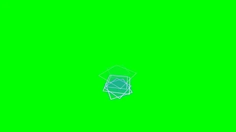 Minimalist white square outlines rotating on a vibrant green screen backgroun Video stock 340266241
