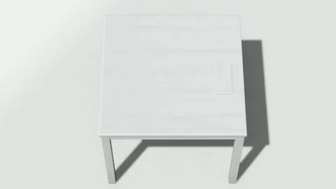 Minimalist White Table with Smartphone Top View Stock Footage 331049469