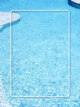 A minimalist white thin line makes a decorative square border frame on blue w Stock Photos