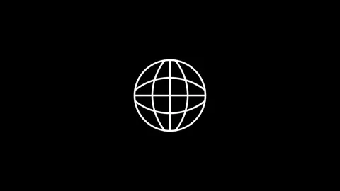 Minimalist white world globe grid animation with clean geometric lines on d.. Видео 336922000