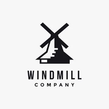 Minimalist windmill logo icon vector template on white background Stock Illustration