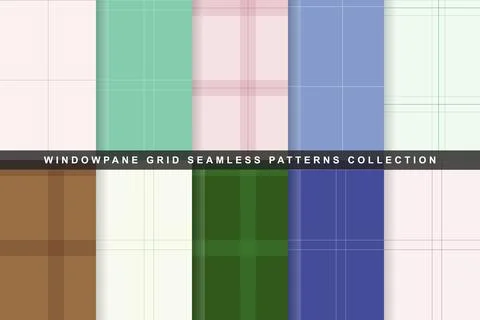 Minimalist windowpane grid seamless patterns collection with diverse color .. Stock Illustration