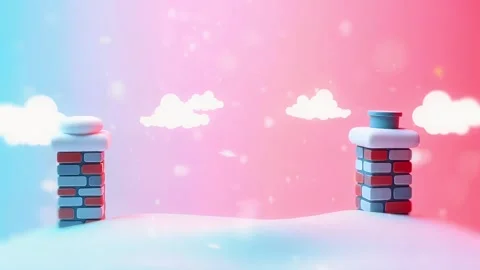 Minimalist Winter Chimneys: A Gradient Background and Snowfall Animation for Mo Stock Footage 318051140