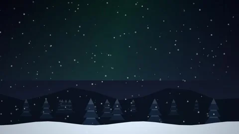 Minimalist Winter Forest Landscape with Falling Snow Animation Stock Footage 347018158