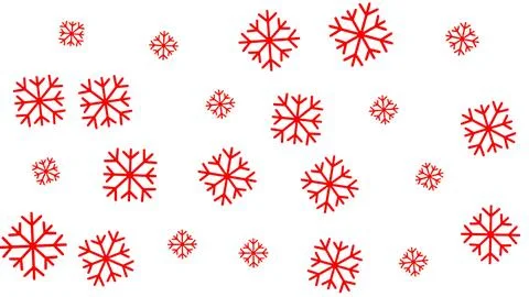 Minimalist winter pattern featuring red falling snowflakes on a clean white.. Stock Illustration
