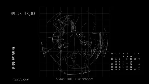 Minimalist Wireframe Grid HUD Visualizing Data Analytics and Code Stream Видео 347335467