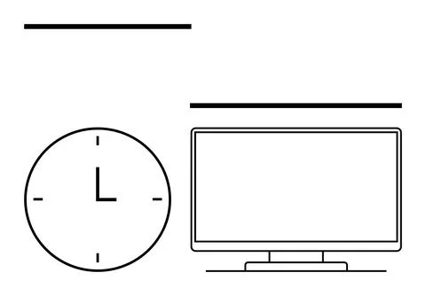 Minimalist Workspace with Wall Clock and Computer Monitor Representing Time.. Stockillustratie