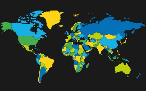 Minimalist world map with rounded borders Stock Illustration