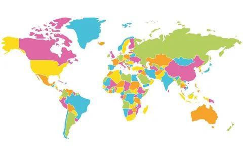 Minimalist world map with rounded borders Stock Illustration