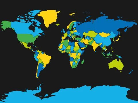 Minimalist world map with rounded borders Stock Illustration