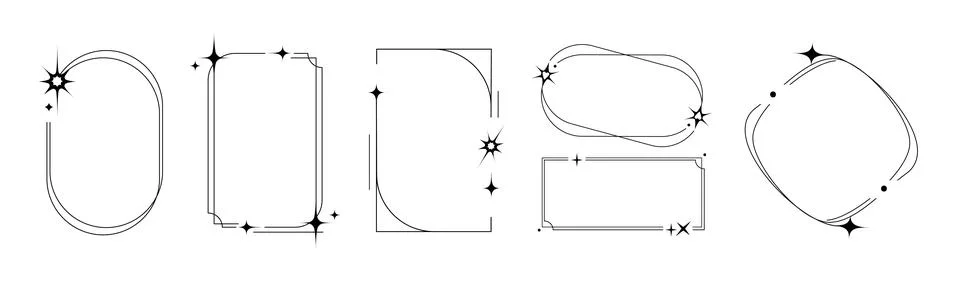 Minimalist y2k border frames set イラスト素材