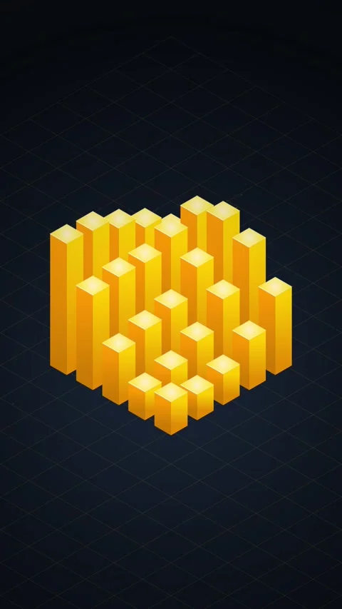 Minimalist yellow cubes geometric pattern grid abstract background design Stock Footage 344932067