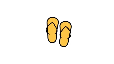 Minimalist Yellow Flip Flops Icon for Summer Travel and Beach Vacation Concepts Stock Footage 345931214