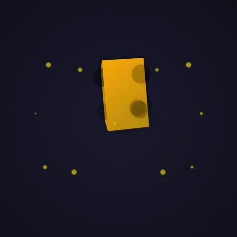 Minimalist yellow geometric cube floating against dark abstract background Stock Footage 344776770