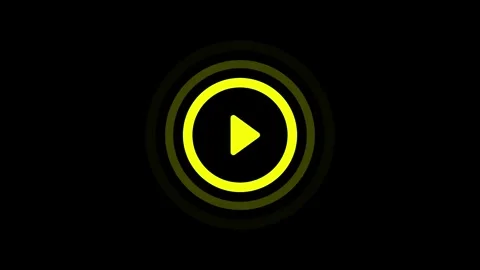 Minimalist yellow play button with pulsing circular waves on black backgrou.. Stock Footage 345547785