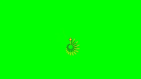 Minimalist yellow square loading icon set against a vibrant green background Stock Footage 340902558