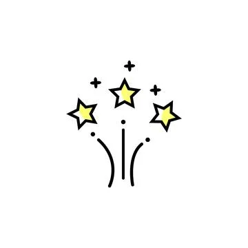 Minimalist yellow star firework burst icon isolated on white background. cute Stock Illustration