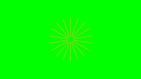 Minimalist yellow sunburst design centered on a vibrant green background Stock Footage 340900616