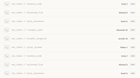 Minimalist Zen Inbox Interface List with Calm Status Indicators Stock Footage 347895005