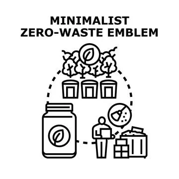 Minimalist zero waste emblem concept illustration Stock Illustration