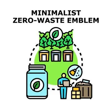 Minimalist zero waste emblem concept illustration Stock Illustration