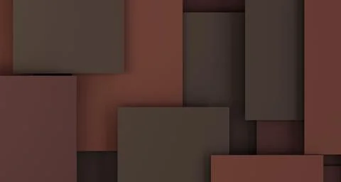 Minimalistic 3D background with dark brown geometric squares. Illustrazione stock