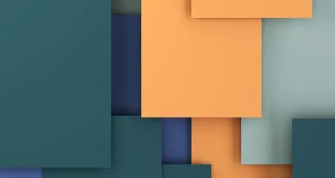 Minimalistic 3D background with multicolor geometric squares in teal Stock Illustration