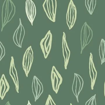Minimalistic abstract outline leafs seamless pattern. Pastel light contoured  Stock Illustration