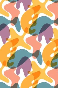 Minimalistic abstract shapes seamless pattern, freehand drawn transparent shapes Stock-Illustration
