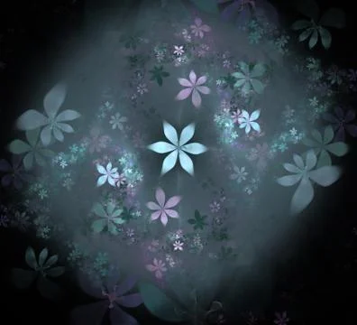 Minimalistic abstract spring flowers background. Fractal flower abstract patt Illustration