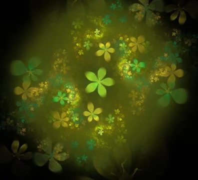 Minimalistic abstract spring flowers background. Fractal flower abstract patt イラスト素材