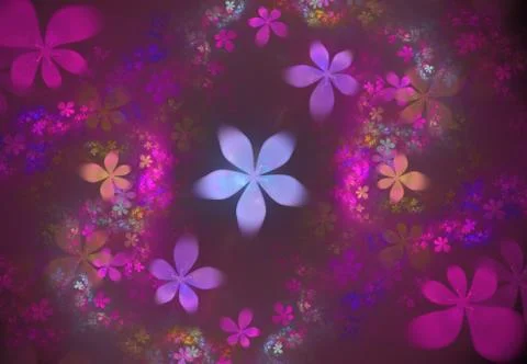 Minimalistic abstract spring flowers background. Fractal flower abstract patt Stock-Illustration