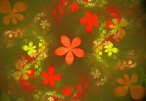 Minimalistic abstract spring flowers background. Fractal flower abstract patt Illustration