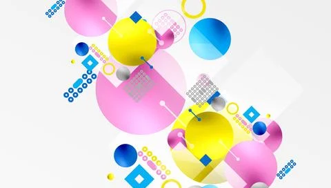 Minimalistic abstract vector design, layered geometric shapes circles, squares Stock Illustration