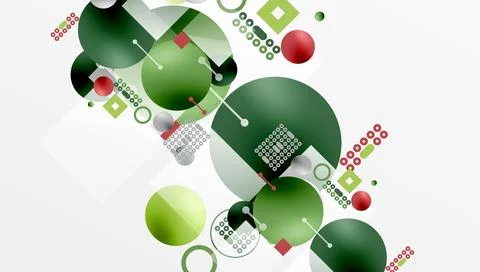 Minimalistic abstract vector design, layered geometric shapes circles, squares イラスト素材