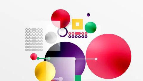 Minimalistic abstract vector design, layered geometric shapes circles, squares Illustrazione stock