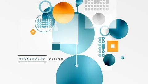 Minimalistic abstract vector design, layered geometric shapes circles, squares Stock Illustration