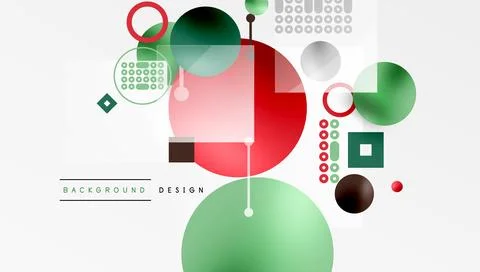 Minimalistic abstract vector design, layered geometric shapes circles, squares Stock Illustration
