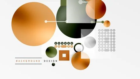 Minimalistic abstract vector design, layered geometric shapes circles, squares Stock Illustration