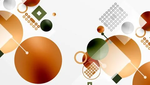 Minimalistic abstract vector design, layered geometric shapes circles, squares Stock Illustration