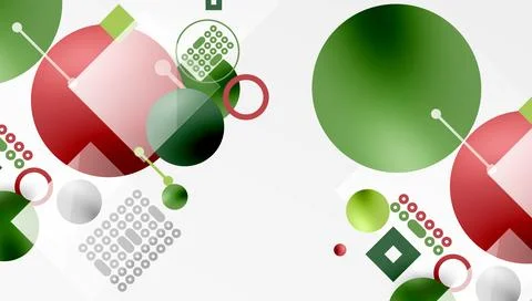 Minimalistic abstract vector design, layered geometric shapes circles, squares Stock Illustration