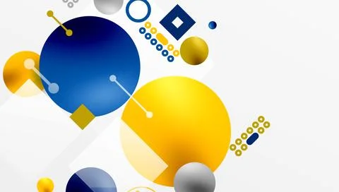 Minimalistic abstract vector design, layered geometric shapes circles, squares Stock Illustration