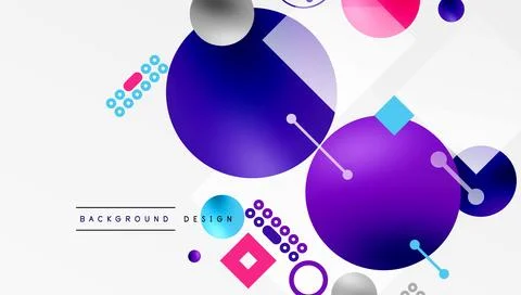 Minimalistic abstract vector design, layered geometric shapes circles, squares Stock Illustration