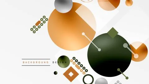 Minimalistic abstract vector design, layered geometric shapes circles, squares Stock Illustration