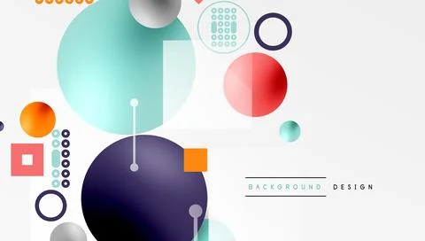 Minimalistic abstract vector design, layered geometric shapes circles, squares Illustrazione stock
