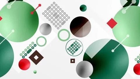 Minimalistic abstract vector design, layered geometric shapes circles, squares 库存插图