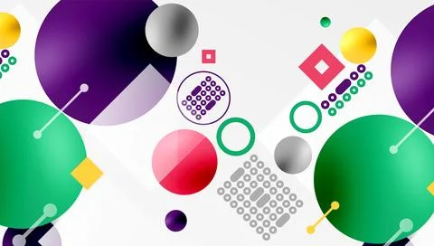 Minimalistic abstract vector design, layered geometric shapes circles, squares Illustrazione stock