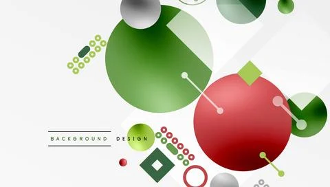 Minimalistic abstract vector design, layered geometric shapes circles, squares Stock Illustration